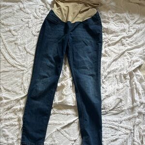 Motherhood Maternity Blue Denim Jeans with Tan Waistband